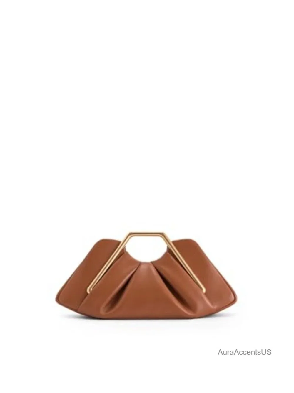 Vegan Leather Gold Hardware Frame Clutch Wristlet Tassel Bag
